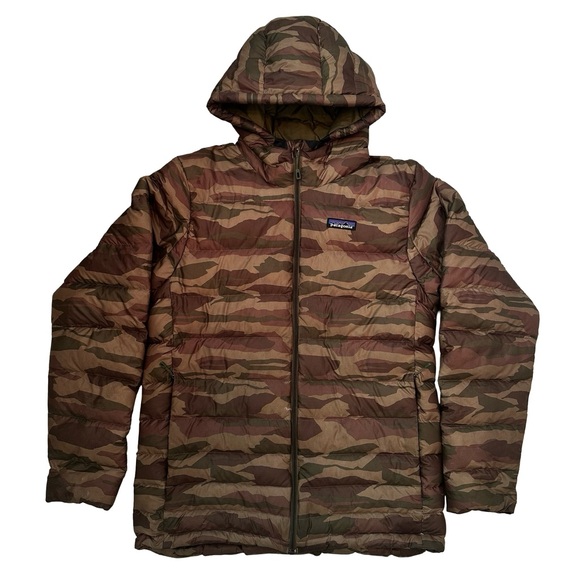 Patagonia Hi Loft Down Hoody Puffer Hooded Jacket RARE Camo Men's Size Small